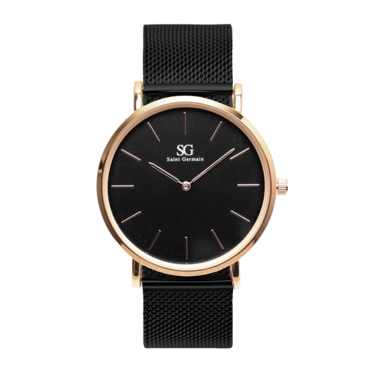 Relógio Minimalista Preto Houston Rosé Gold 40mm