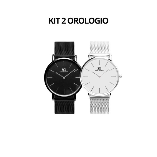 Orologio Minimalista Nero Houston Full Black 40mm + Orologio Minimalista con Cinturino Silver Harlem 40 mm