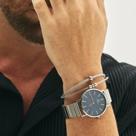 Orologio da Uomo Argento Harlem Piano con Quadrante Blu