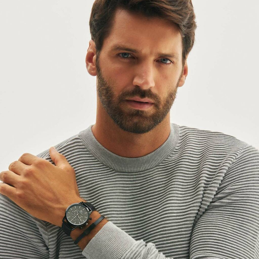 Orologio da Uomo Chrono Murray con Cinturino Nero e Quadrante Nero