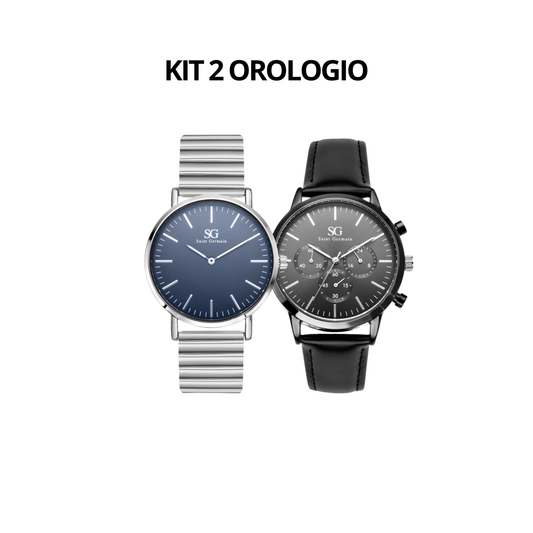 Orologio da Uomo Argento Harlem Piano con Quadrante Blu + Orologio da Uomo Chrono Murray con Cinturino Nero e Quadrante Nero