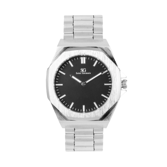 Orologio da Uomo Hudson Silver in Metallo Argento con Quadrante Nero e Cinturino in Metallo Argento