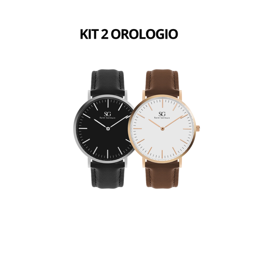 Orologio da Uomo Nero con Cinturino in Pelle Murray Black Hill 40mm + Orologio Minimalista Marrone con Cinturino in Pelle Bronx Rosé Gold 40mm